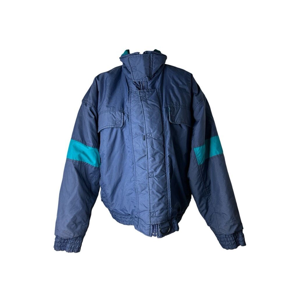 Mens Alpine Ski Jacket Full Zip Blue‎ Multi Color Vintage Size X-Large